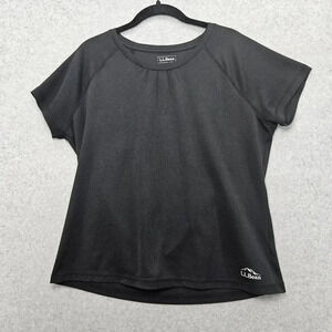 L.L. Bean Women's Black Short Sleeve Mesh‎ Top Size L Reg
